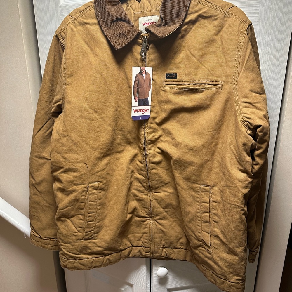 Wrangler Men's Canvas Work Wear Jacket  in Light Brown Size L